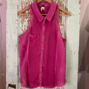 Women’s Free People We The Free pink sleeveless button-up blouse